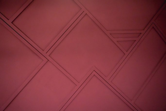 Bespoke red diamond pattern decorative wall panelling
